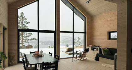 Nordic design cabin with a view over Lake Toke