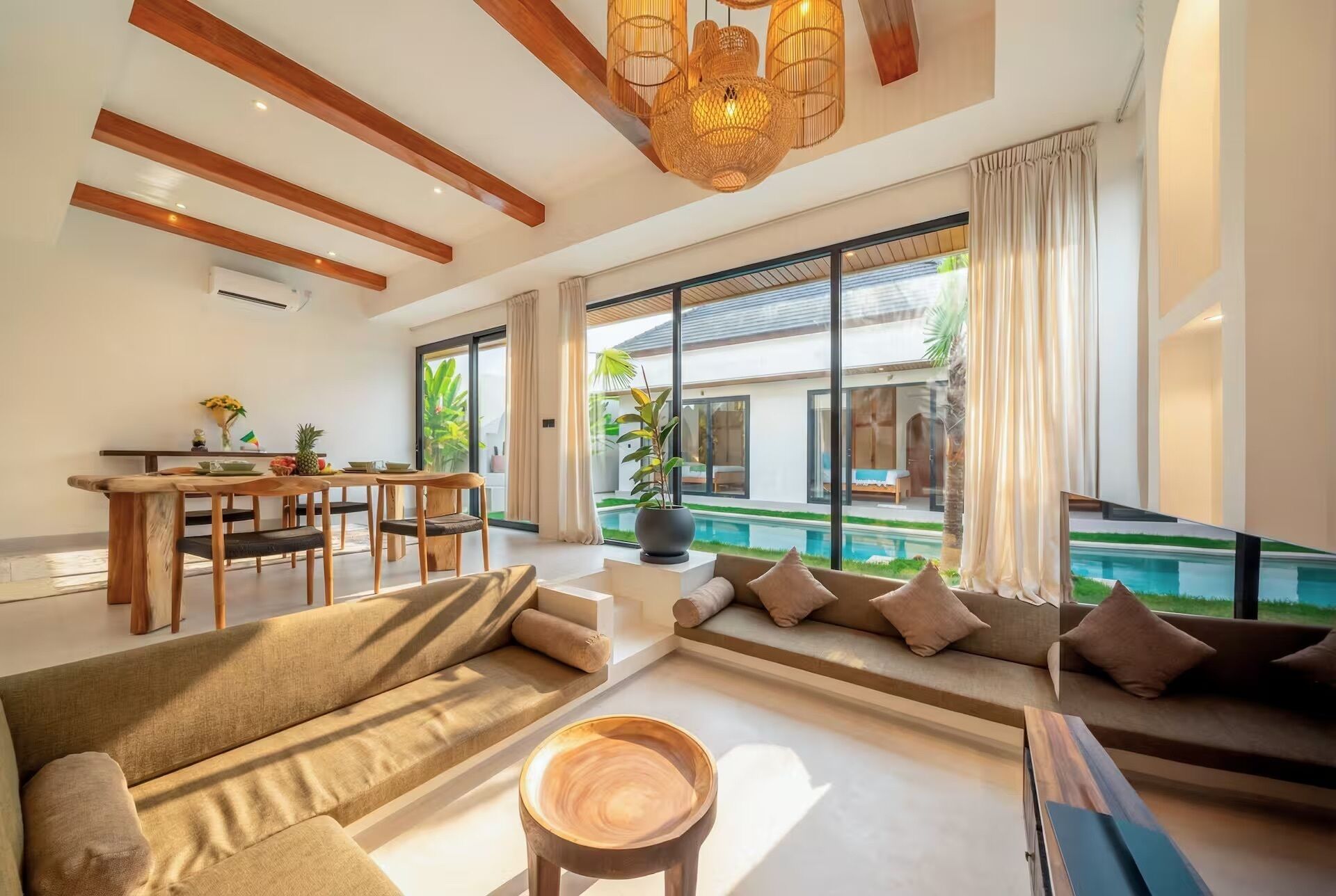 Luxury Villa, 2 Bedrooms, Private Pool | Living area | 50-inch Smart TV with digital channels