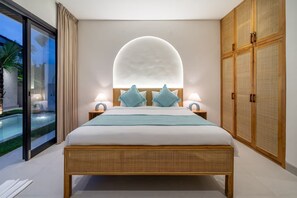 Vila Mewah, 2 kamar tidur, kolam renang pribadi | Seprai katun Mesir, seprai premium, brankas, dan didekorasi berbeda-beda