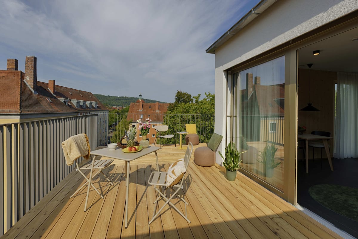 Deluxe Penthouse, Balcony | Blackout curtains, iron/ironing board (on request), free WiFi