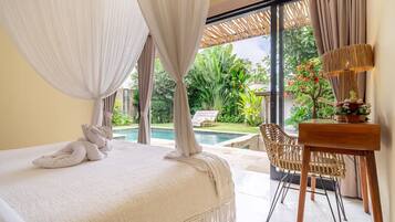Vila superluxo, 2 quartos, piscina particular | Roupas de cama de algodão egípcio, roupas de cama premium