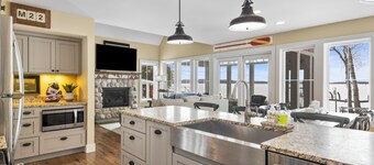 NEW! Direct Lake Leelanau home with dock & mooring, A/C, firepit sleeps 6