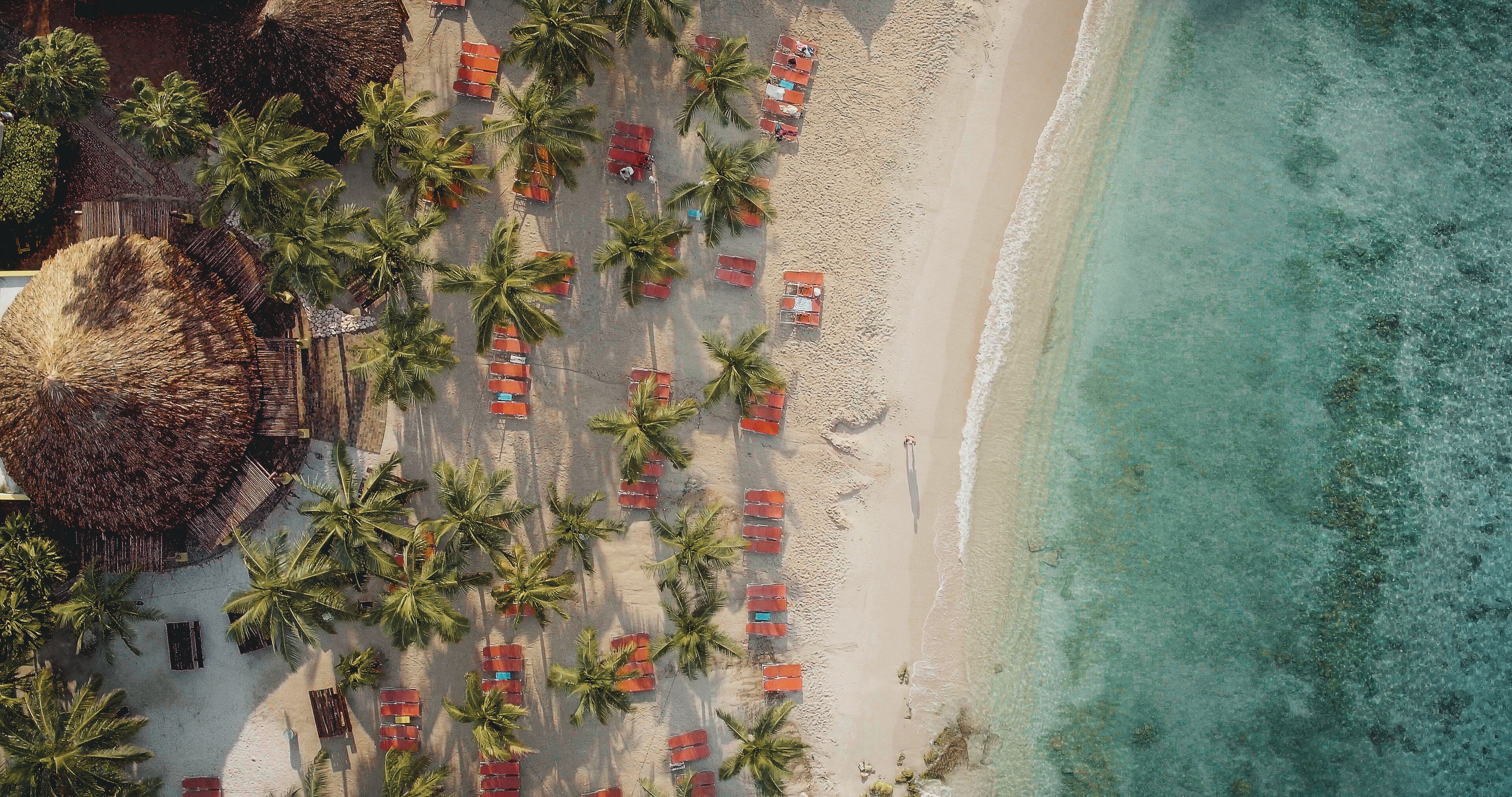 On the beach, white sand