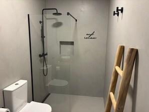 Ducha, secador de pelo y toallas