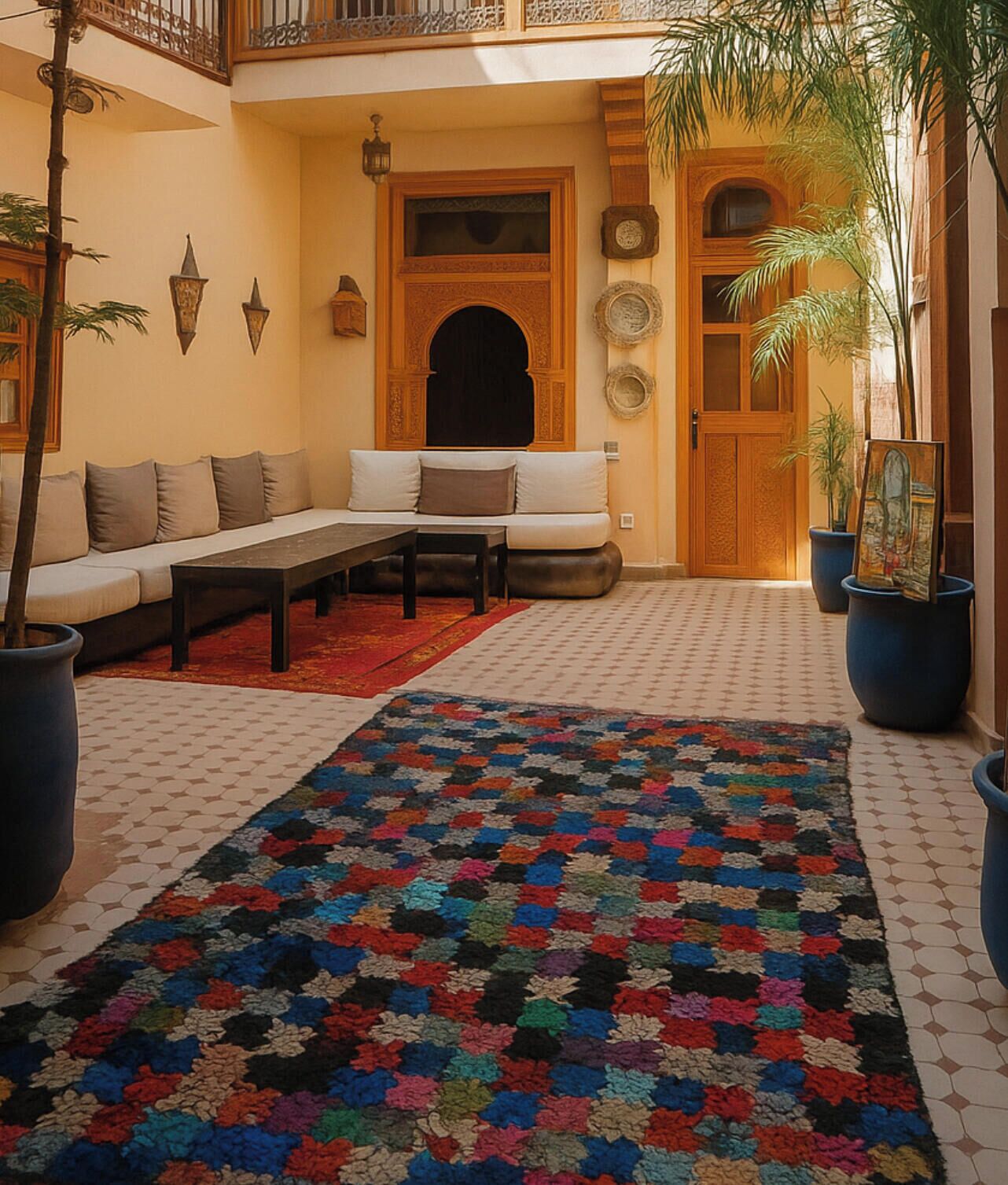 Comfort Quadruple Room, Courtyard View | Living area