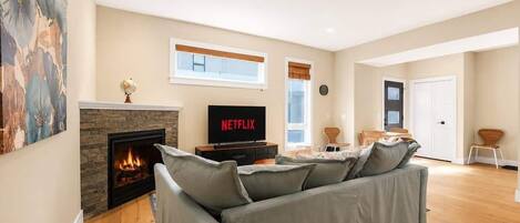 TV, fireplace, offices