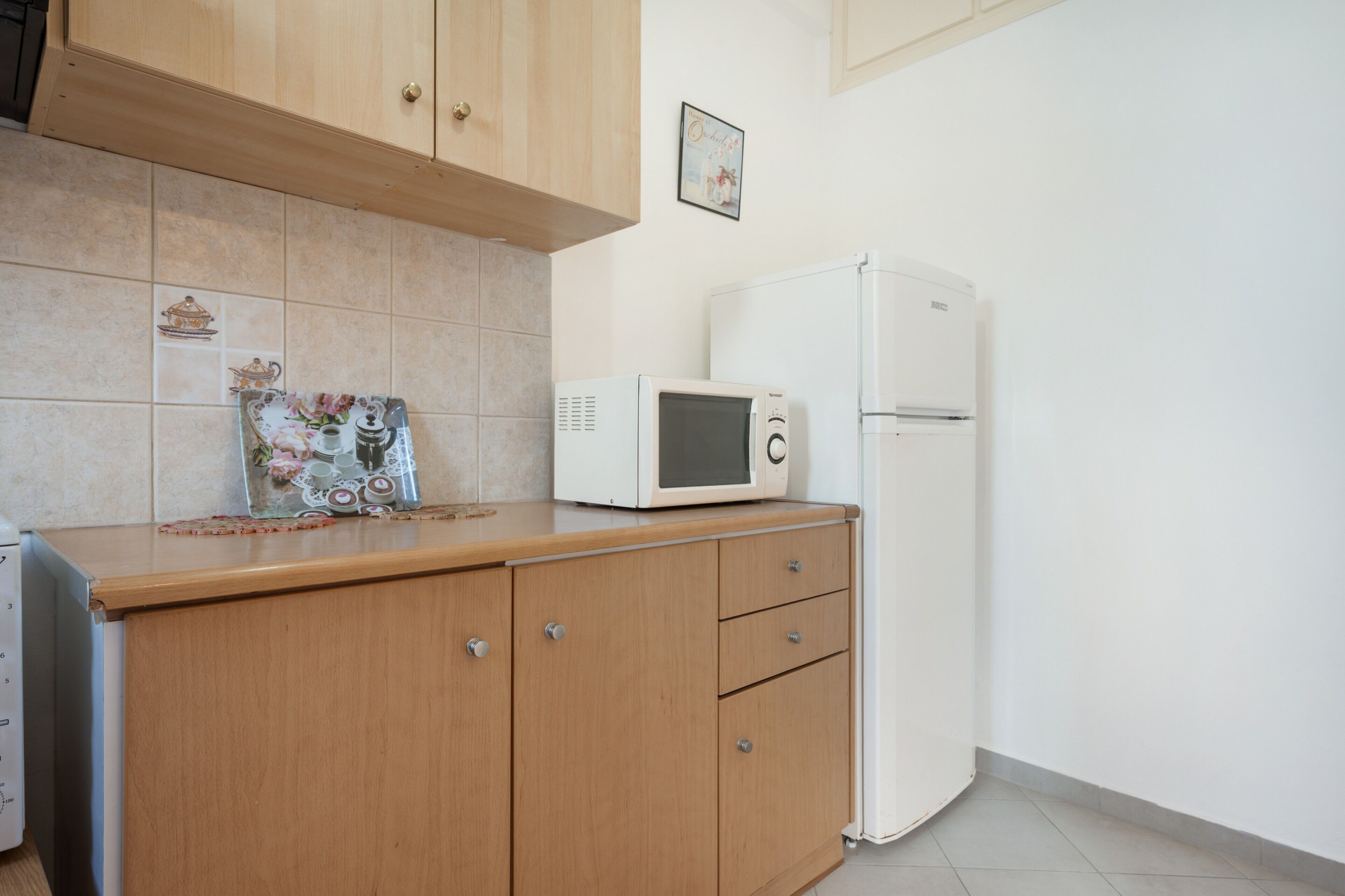 Fridge, oven, stovetop, coffee/tea maker