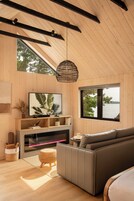 Cabana luxo, vista para o lago | Área de estar