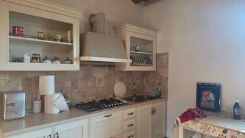Fridge, oven, stovetop, electric kettle