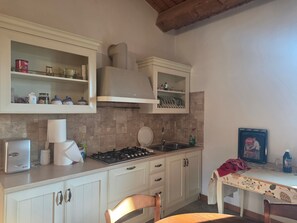 Fridge, oven, stovetop, electric kettle - Casa Vincenza: Country House with Mountain View and Private Garden (Civitella del Tronto)
