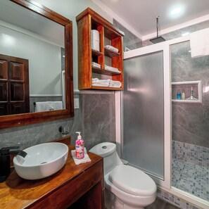 Bathroom - S4 Sea Turtle - Peaceful Beachfront Studio with AC and Full Kitchenette (West End)