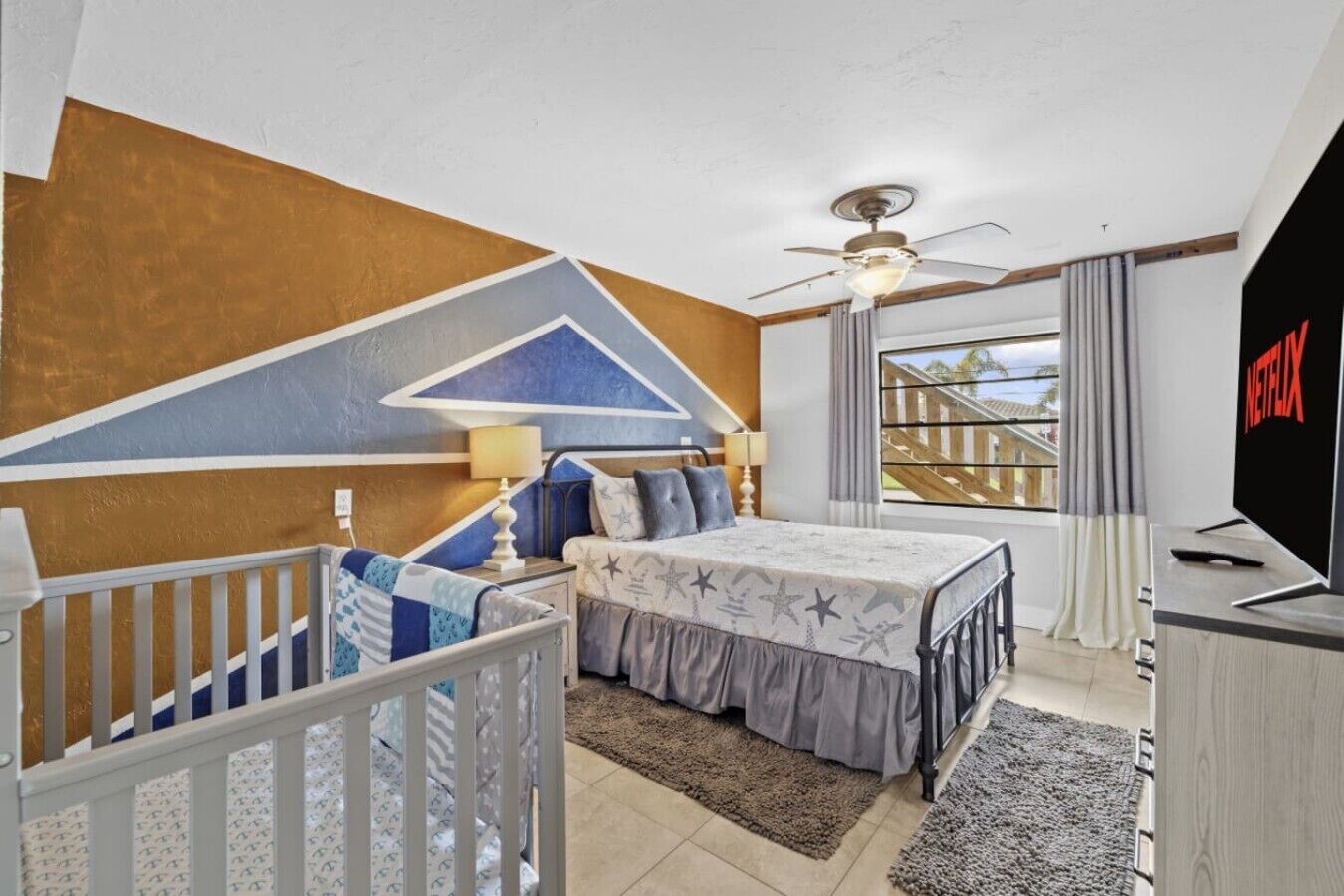 Desk, iron/ironing board, travel cot, free WiFi