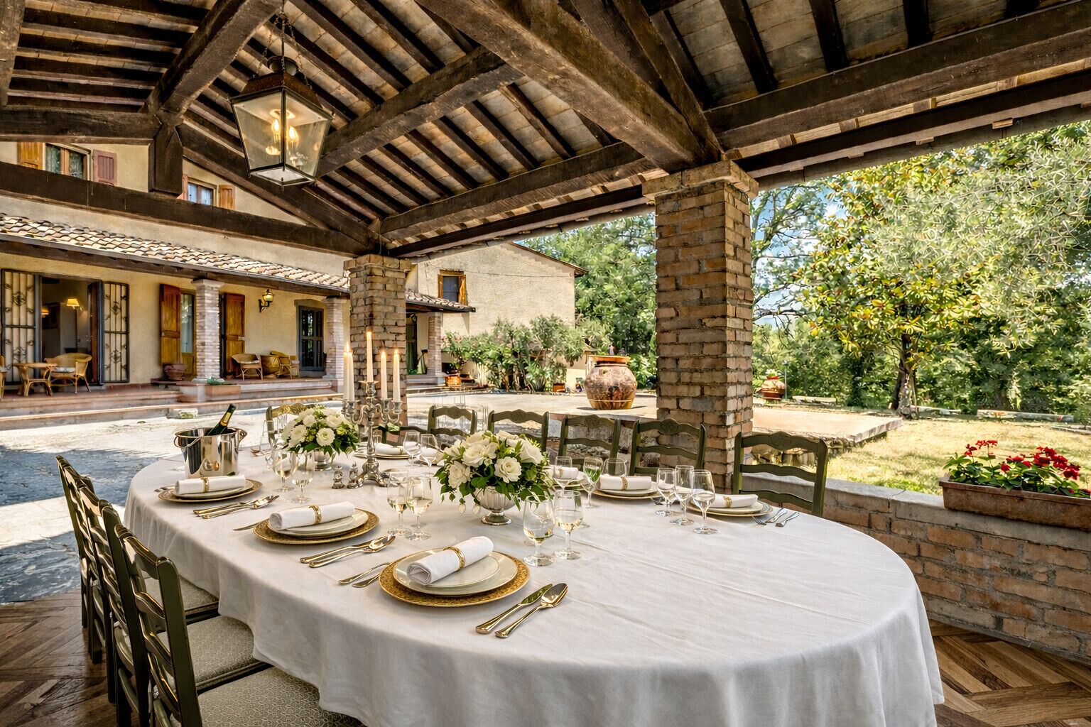 Outdoor banquet area