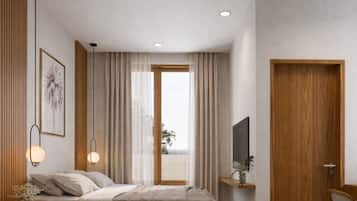 Blackout curtains, soundproofing, free WiFi