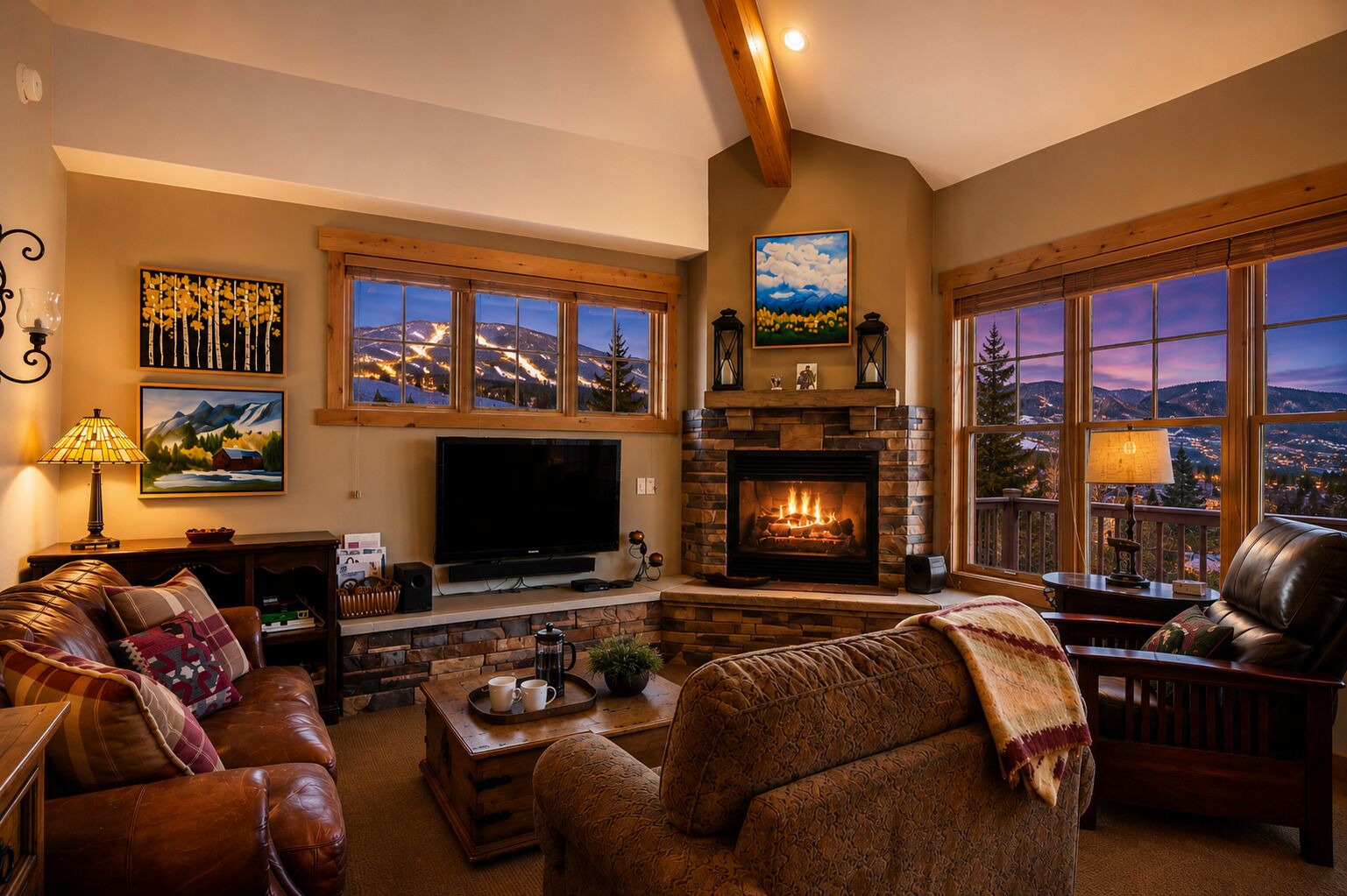 Smart TV, chimenea, futbolito y tenis de mesa 