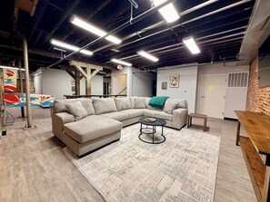 TV, foosball, offices