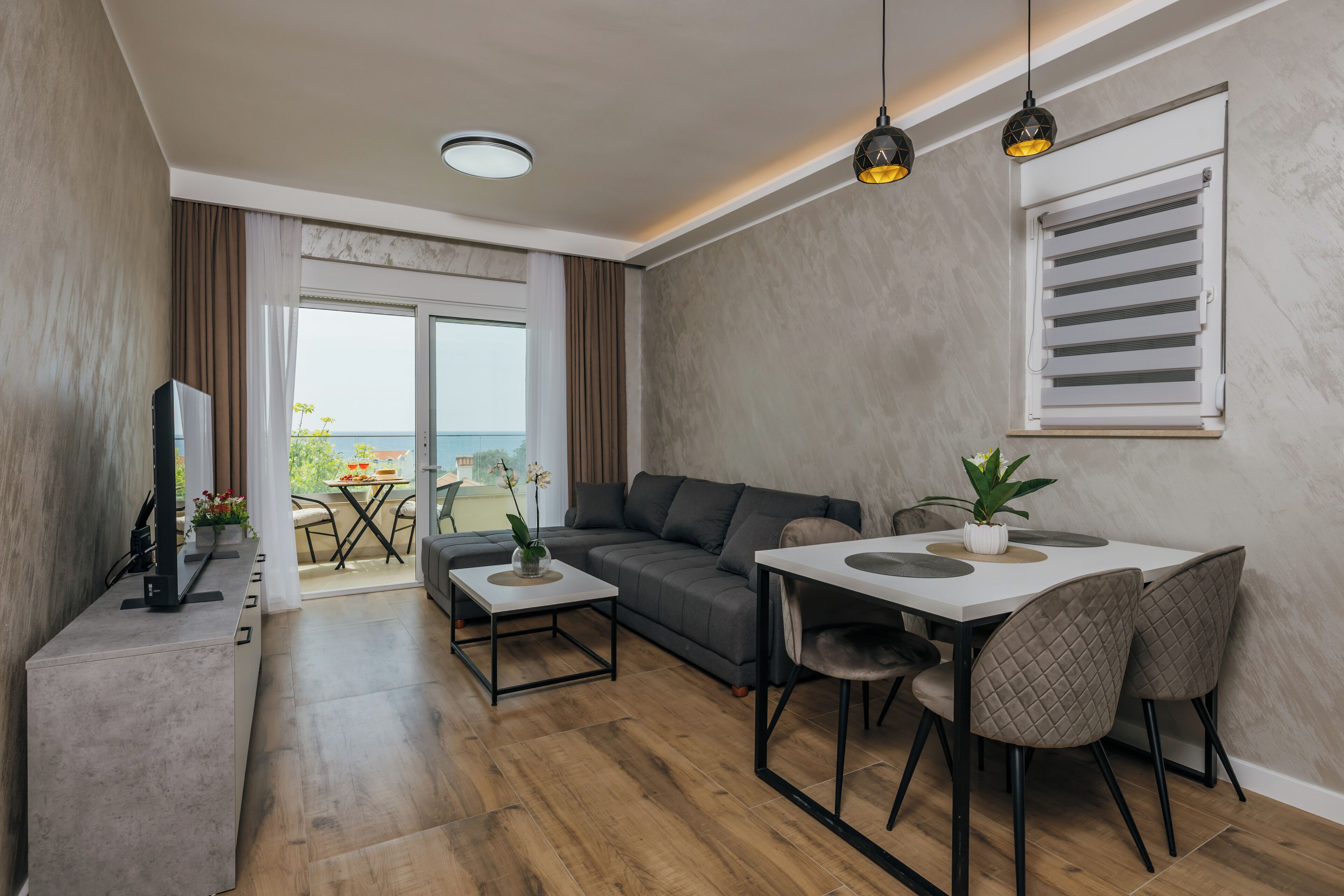 Classic Apartment, 1 Bedroom, Sea View | Living area | Flat-screen TV