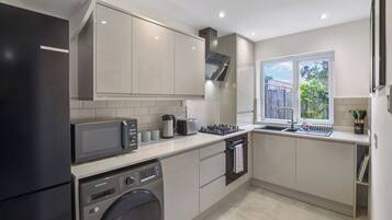 Fridge, microwave, oven, dishwasher