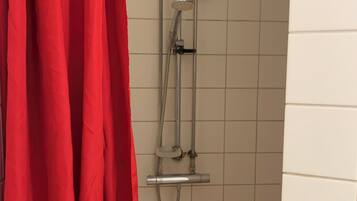 Shower, towels, toilet paper