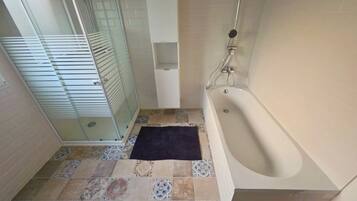 Hair dryer, soap, toilet paper