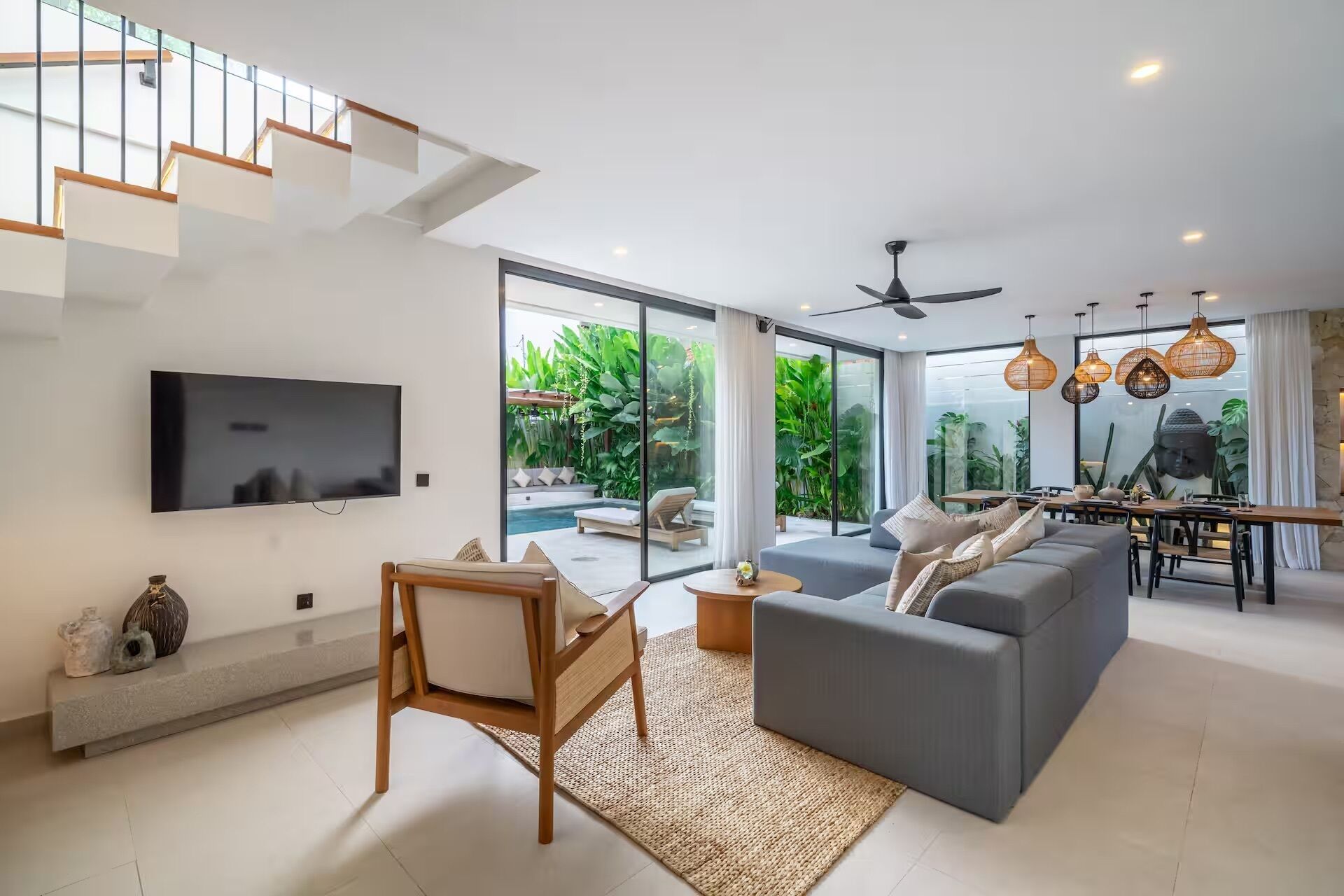 Family Villa, 3 Bedrooms, Private Pool | Living area | 50-inch Smart TV with digital channels