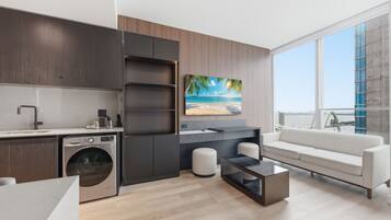 Studio Élite, 1 très grand lit, vue ville | Draps en coton égyptien, literie de qualité supérieure