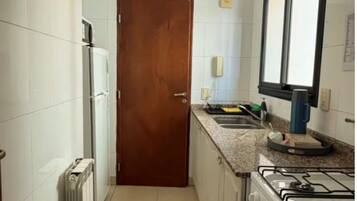 Fridge, microwave, stovetop, toaster