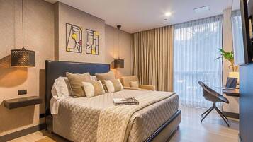 Apartamento júnior | Cofres nos quartos, cortinas blackout, ferros/tábuas de passar roupa