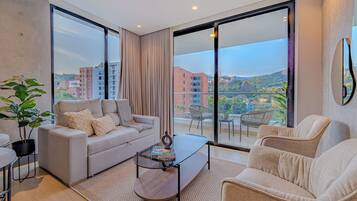 Luxury Apartment, Balcony | Living area