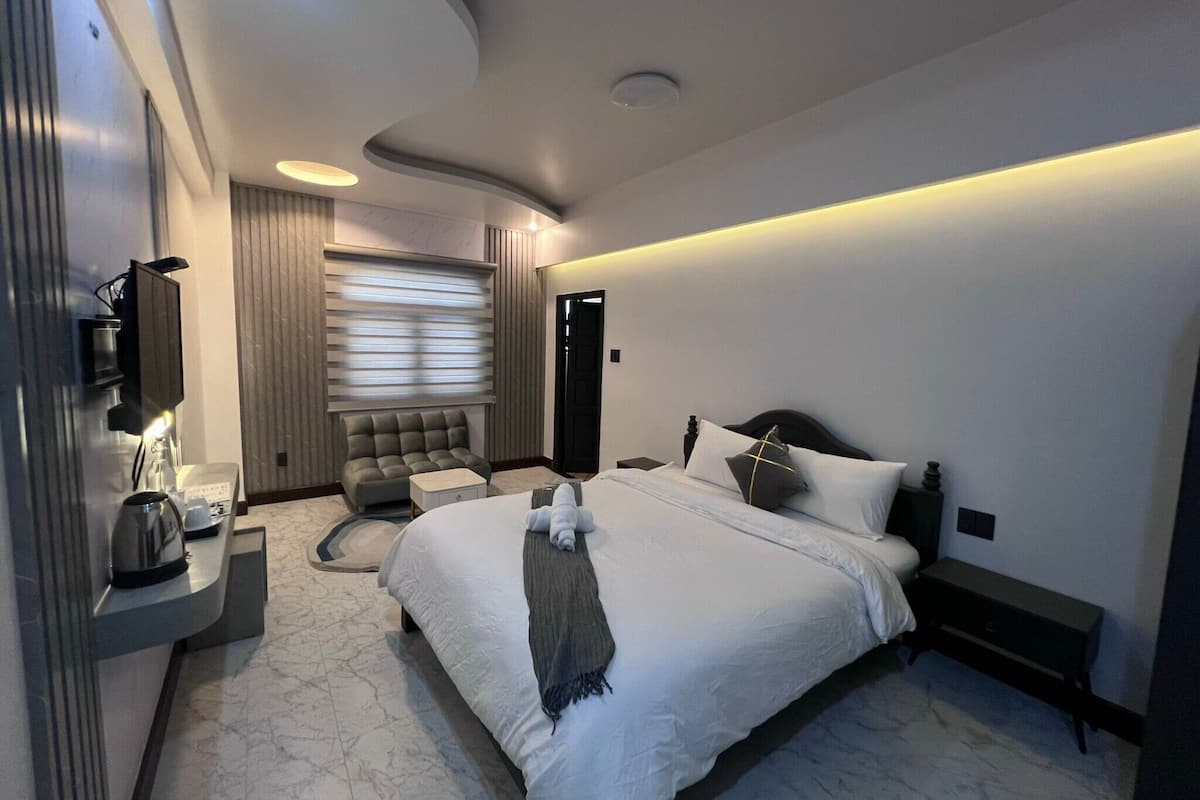 Habitación doble Deluxe | Ropa de cama hipoalergénica y escritorio