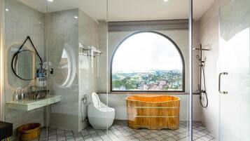 Free toiletries, hair dryer, bidet, towels