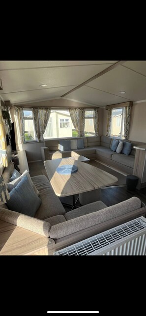 House, 3 Bedrooms, Smoking | Living room - Modern 3-bedroom Caravan Near Beach at T (Abergele)