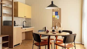 Signature Studio - Accessible | Private kitchen | Coffee/tea maker, full-size fridge, stovetop, cookware/dishes/utensils