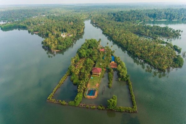 Aerial view - Luxury Wood House on a Private Island (Munroe Island)