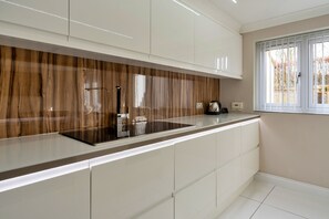 Fridge, microwave, oven, electric kettle