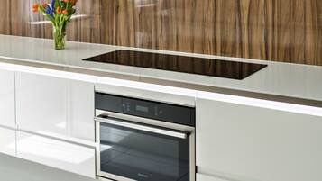 Fridge, microwave, oven, electric kettle