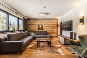 Living area - Moderne alpine chalet with fireplace in Leutasch (Leutasch)