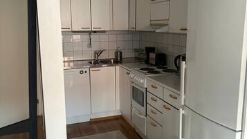 Comfort Apartment, Sauna, Beachfront | Private kitchen | Full-size fridge, microwave, oven, stovetop