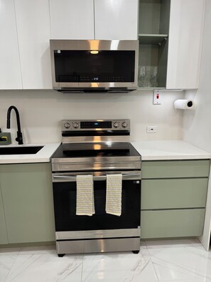 Private kitchen - This is an elegantly retrofitted secured ground floor one bedroom apartment. (Kingston)