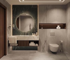 Executive Suite | Bathroom | Shower, free toiletries, hair dryer, bathrobes - Zumma Hotel (Almaty)