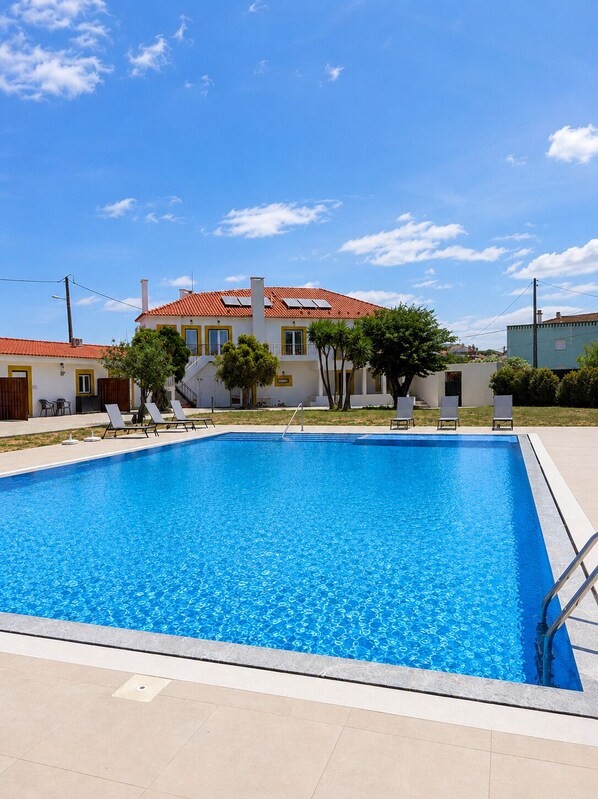 Outdoor pool, pool umbrellas