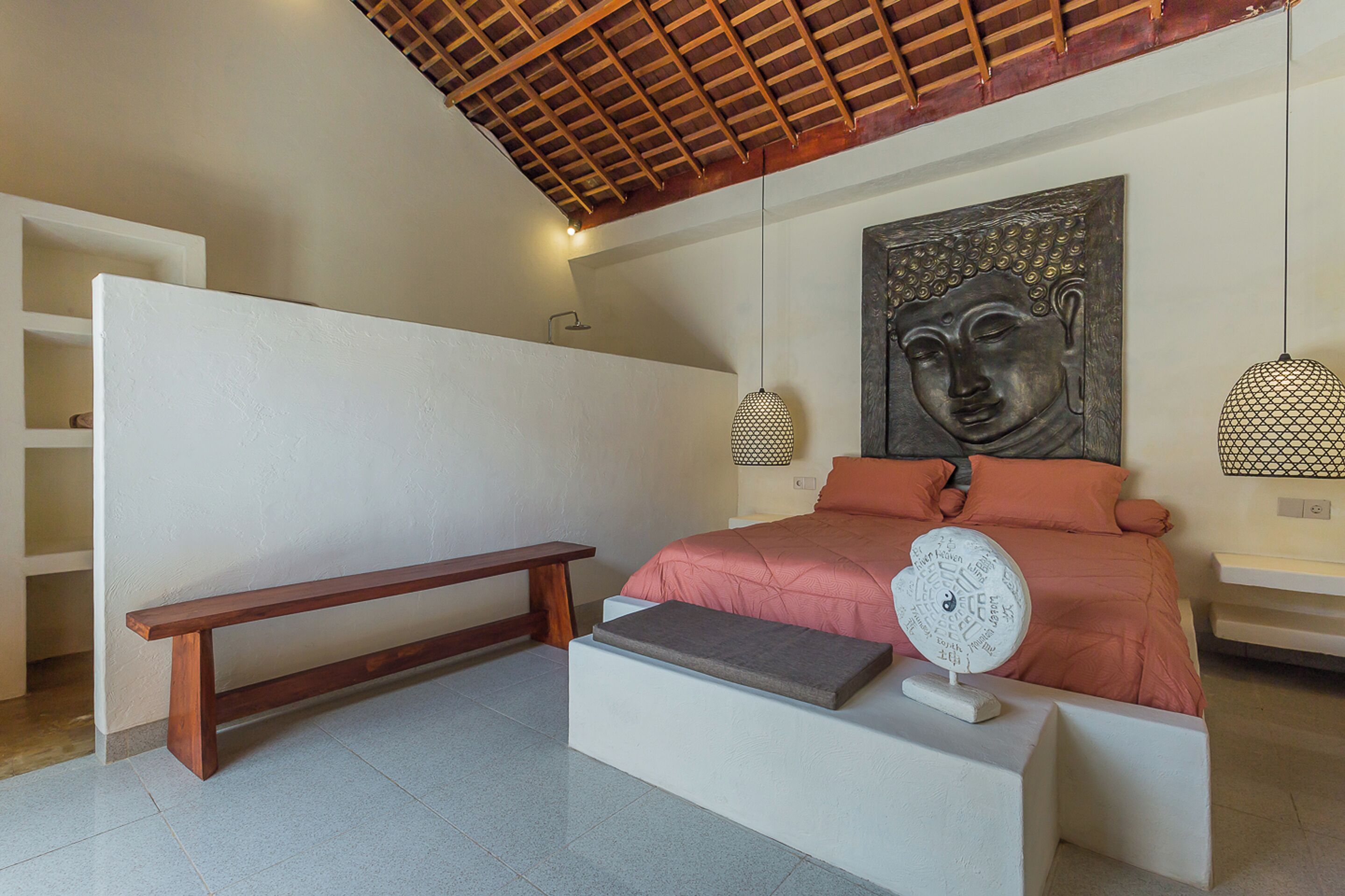 Vila, 4 kamar tidur, kolam renang pribadi, pemandangan kolam renang | Brankas, meja kerja, ruang kerja ramah laptop, dan tirai kedap cahaya