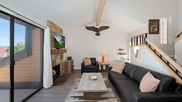TV, fireplace, offices