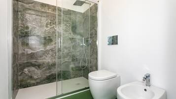 Ducha, secador de pelo y toallas