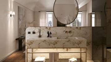 Classic Double Room | Bathroom | Shower, hair dryer, slippers, towels