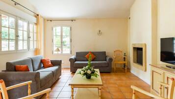 Villa | Living room | Fireplace, DVD player