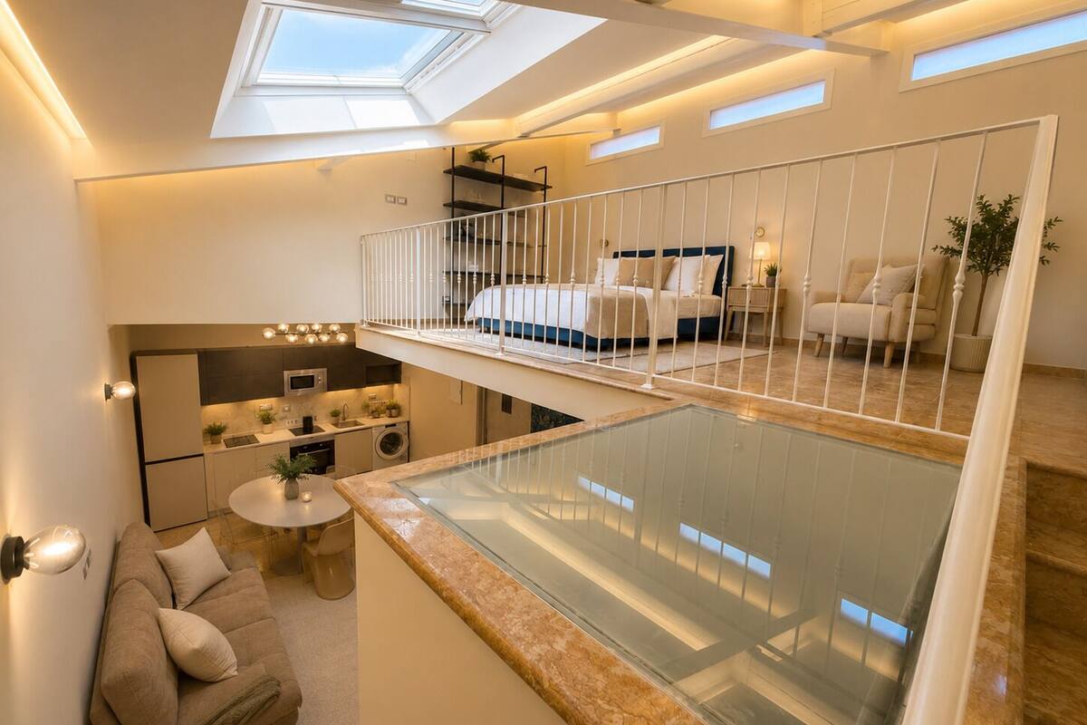 Duplex, Multiple Beds, Kitchen | Premium bedding, down comforters, memory foam beds, in-room safe
