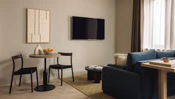 50-inch flat-screen TV with cable channels