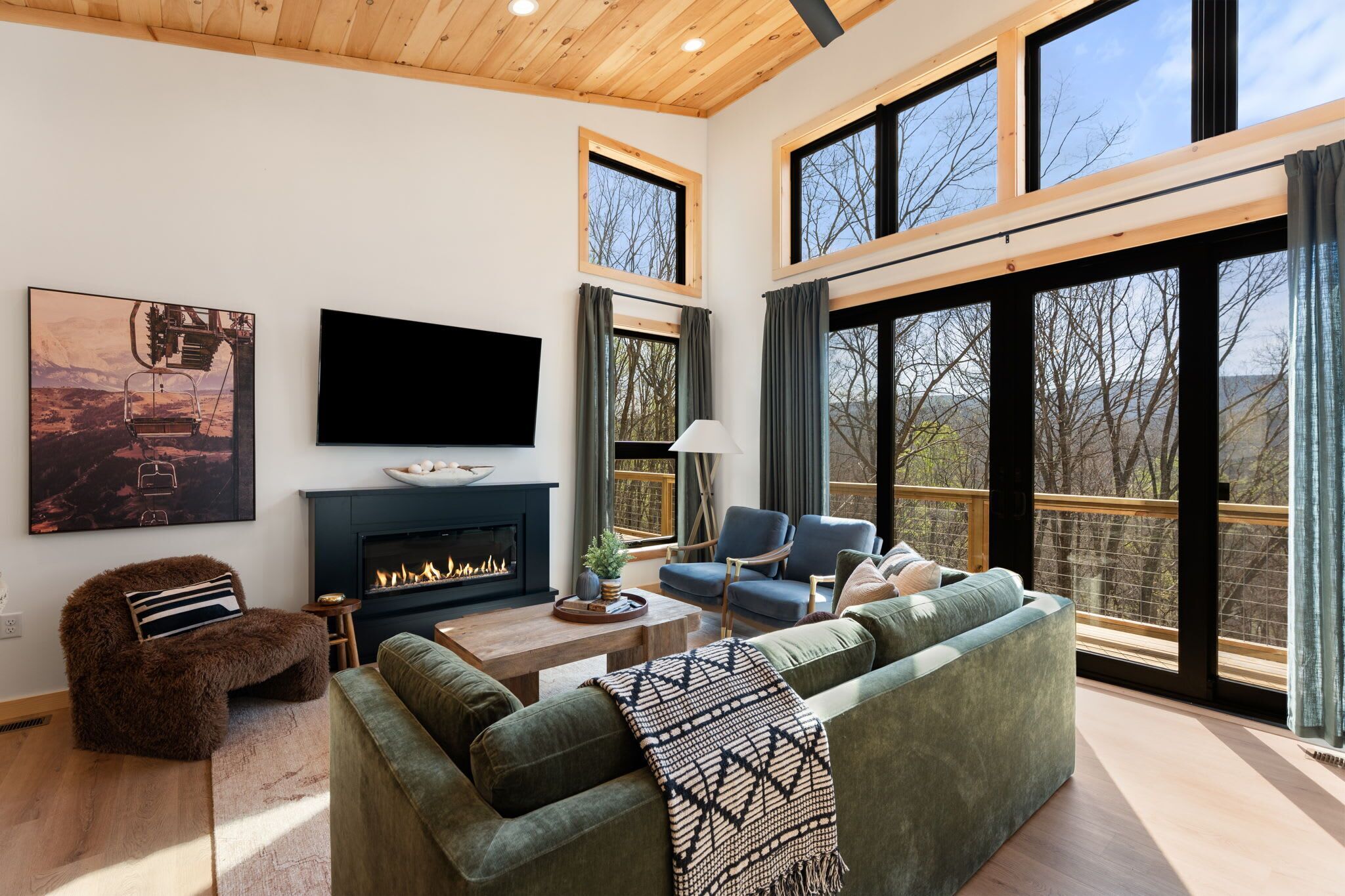 TV, fireplace