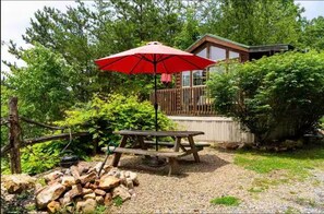 Outdoor dining - Secluded Smoky Mtn Cabin w/ Hot Tub • Views • (Newport)